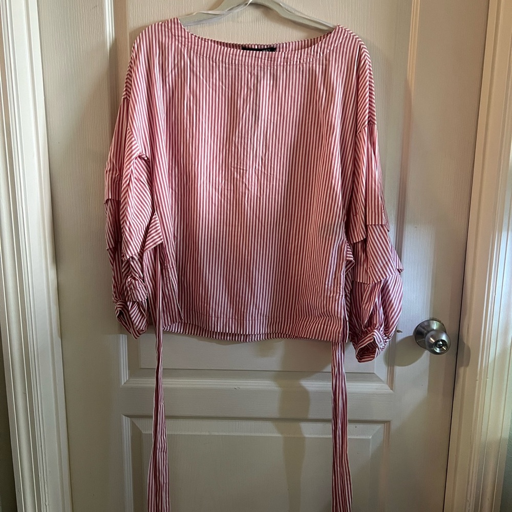 Pink and white stripe blouse